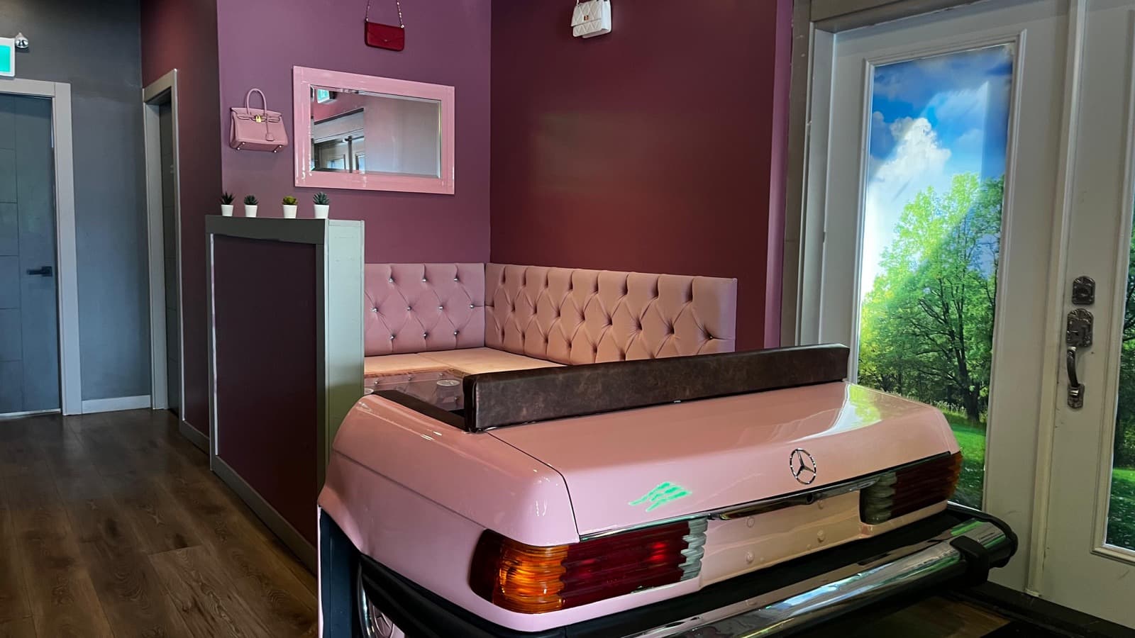 Inside BenzX Lounge seating and lounge corner